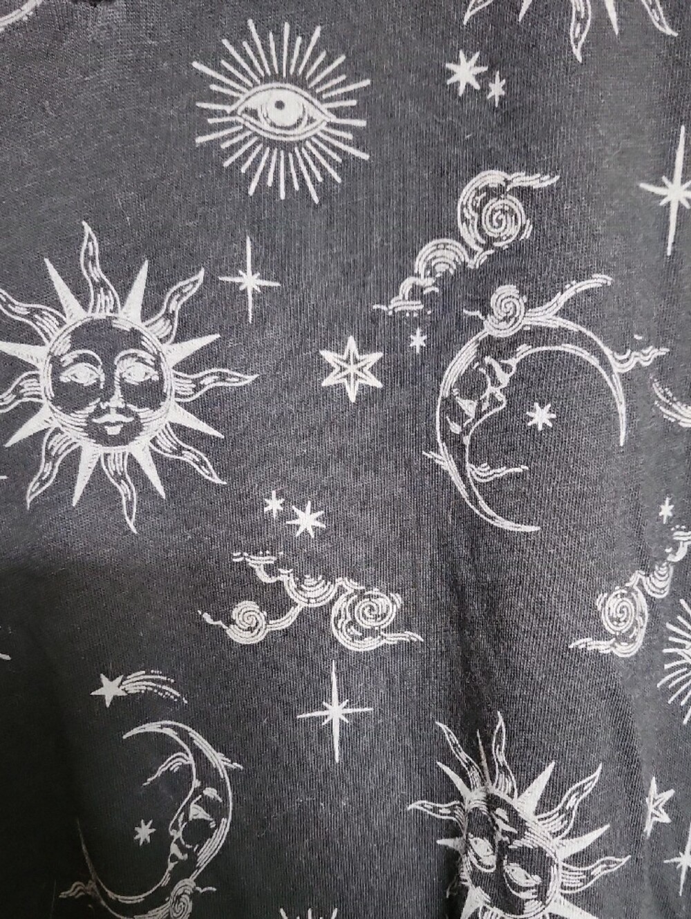 torrid Black V-Neck Tee with Light Gray Celestial Print - Picture 2 of 6